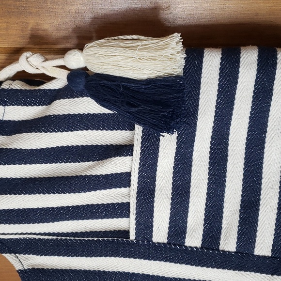 NWOT Striped Canvas Beach Tote Bag - Picture 2 of 7